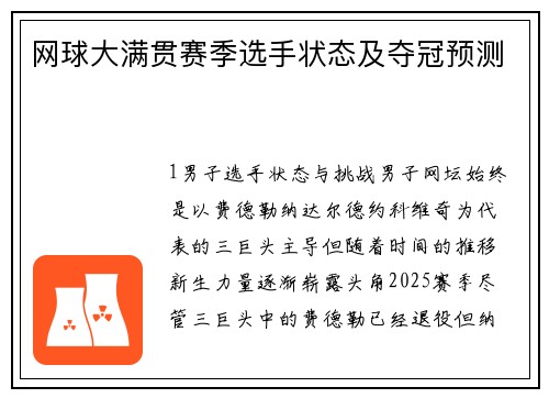 网球大满贯赛季选手状态及夺冠预测